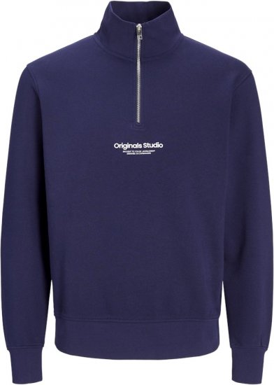 Jack & Jones Esterbro High Neck Quarter Zip Sweatshirt Ocean Cavern - Felpe & felpe con cappuccio - Felpe & Felpe con Cappuccio Uomo Taglie Forti