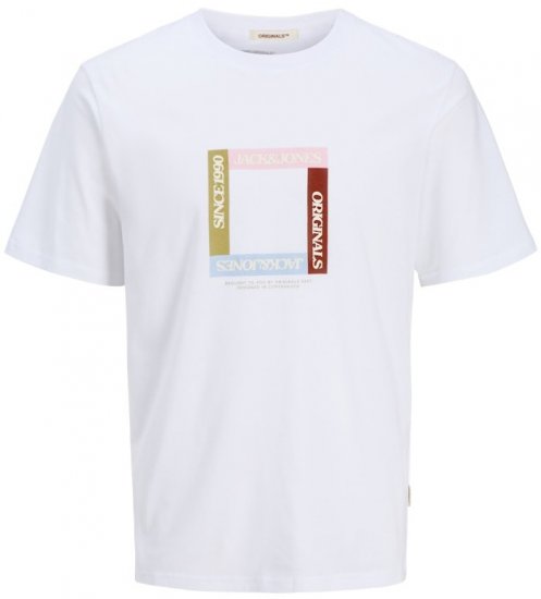 Jack & Jones Vira Branding Crew Neck T-Shirt Bright White - Magliette - Magliette Uomo Taglie Forti