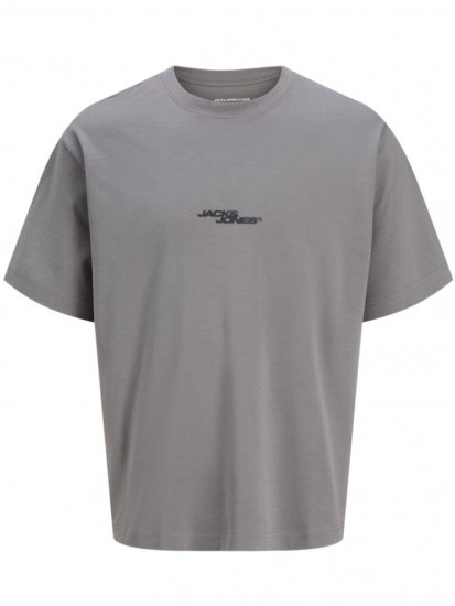 Jack & Jones Summer Sago Print Crew Neck T-Shirt Gray Flannel - Magliette - Magliette Uomo Taglie Forti