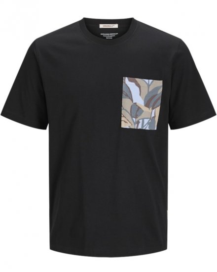  Jack & Jones Tavira Aop Pocket Crew Neck T-Shirt Black - Magliette - Magliette Uomo Taglie Forti