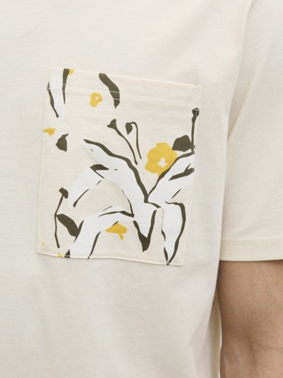  Jack & Jones Tavira Aop Pocket Crew Neck T-Shirt Antique White - Magliette - Magliette Uomo Taglie Forti