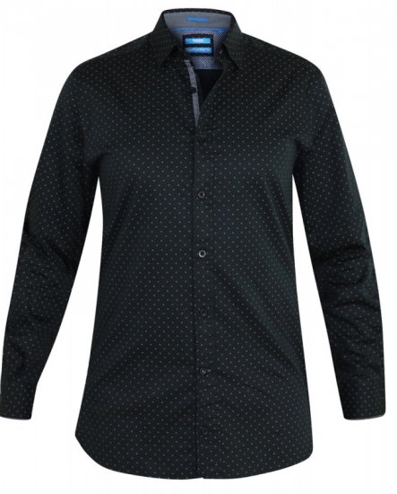 D555 Jahine Long Sleeve Printed Shirt Black - Camicie - Camicie Taglie Forti Uomo