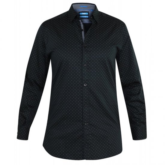 D555 Jahine Long Sleeve Printed Shirt Black - Camicie - Camicie Taglie Forti Uomo