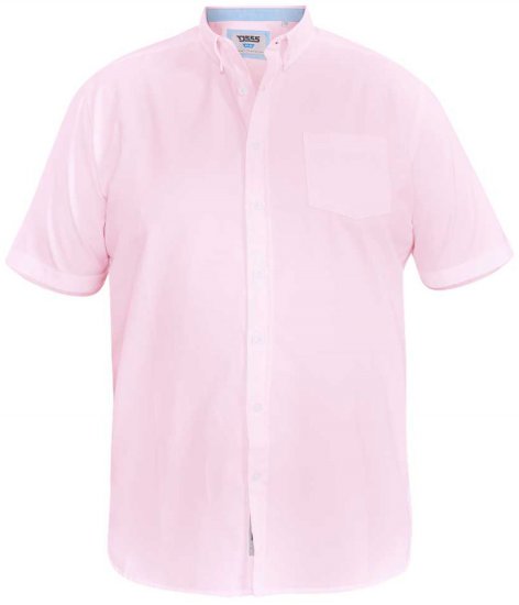 D555 James Short Sleeve Oxford Shirt Pink - Camicie - Camicie Taglie Forti Uomo