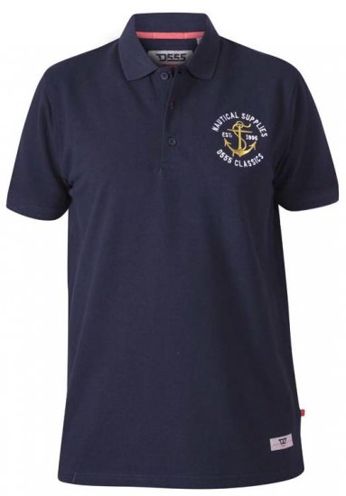 D555 Jefferson Short Sleeve Pique Polo Navy - Polo - Polo Uomo Taglie Forti