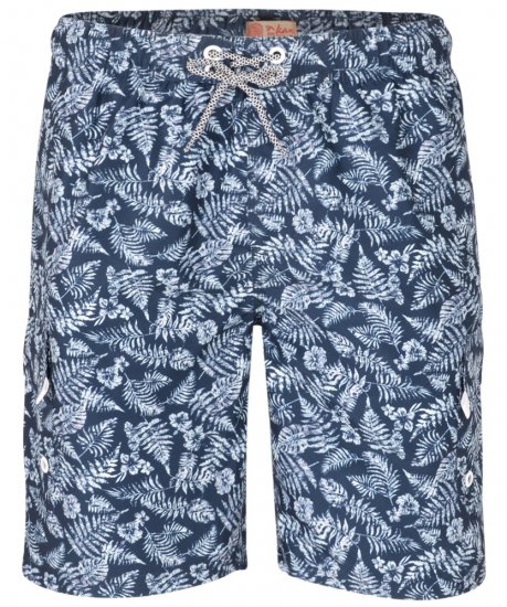 Kam Jeans Leaf Print Swim Shorts Navy - Intimo & costumi da bagno - Intimo Taglie Forti Uomo