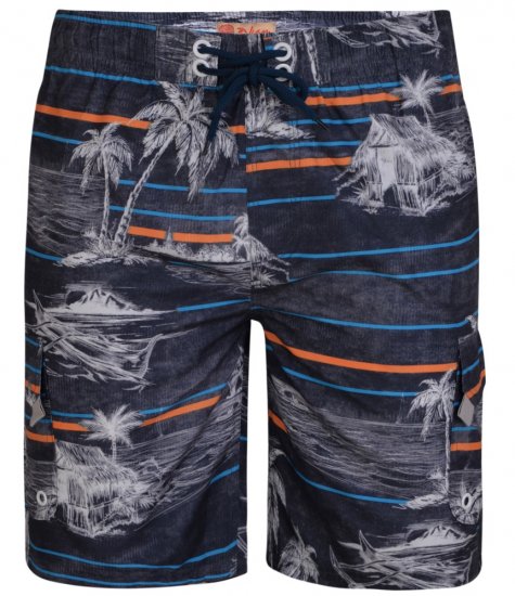 Kam Jeans Palm Print Swim Shorts Charcoal - Intimo & costumi da bagno - Intimo Taglie Forti Uomo