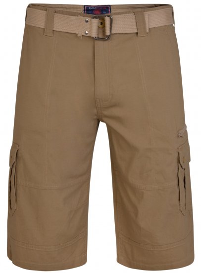 Kam Jeans 343 Cargo Stretch Shorts with Belt Sand - Shorts - Pantaloncini Uomo Taglie Forti