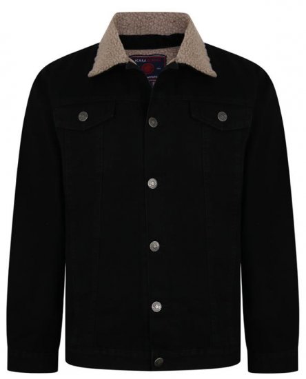 Kam Jeans 406 Sherpa Lined Denim Jacket Black - Giubbotti - Giubbotti Uomo Taglie Forti