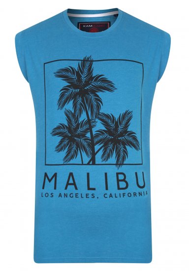 Kam Jeans Malibu Sleeveless Turk Blue - Magliette - Magliette Uomo Taglie Forti