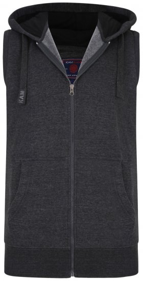 Kam Jeans Sleeveless Zip Thru Hoody Charcoal - Felpe & felpe con cappuccio - Felpe & Felpe con Cappuccio Uomo Taglie Forti