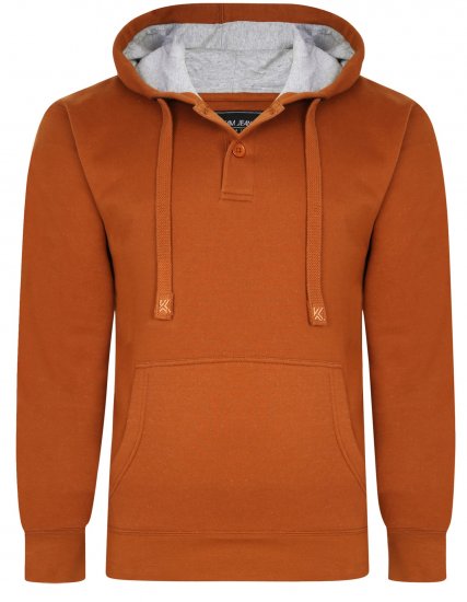 Kam jeans 508B 1/4 Button Thru Over The Head Hoody Mustard - Felpe & felpe con cappuccio - Felpe & Felpe con Cappuccio Uomo Taglie Forti
