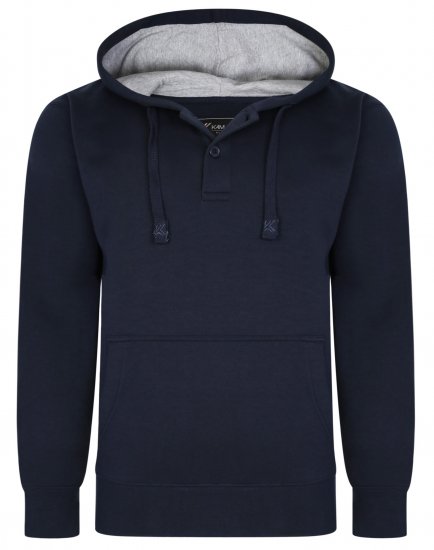 Kam Jeans 508B 1/4 Button Hoodie Navy - Felpe & felpe con cappuccio - Felpe & Felpe con Cappuccio Uomo Taglie Forti