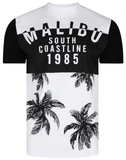 Kam Jeans 5228 Malibu T-shirt Black/White - Magliette - Magliette Uomo Taglie Forti