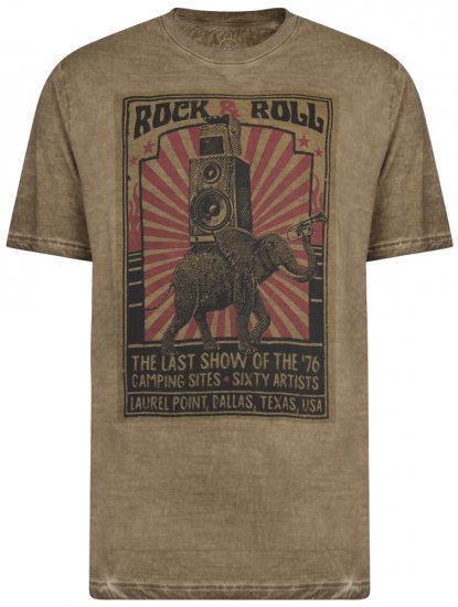 Kam Jeans 5282 Slub Wash T-shirt Olive - Magliette - Magliette Uomo Taglie Forti