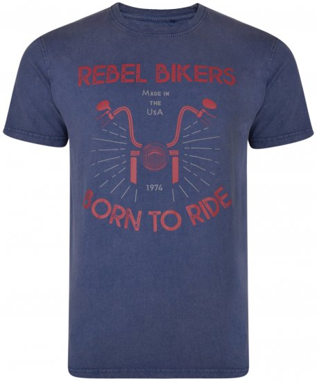 Kam Jeans 5319 Rebel Bikers T-shirt Indigo Blue - Magliette - Magliette Uomo Taglie Forti
