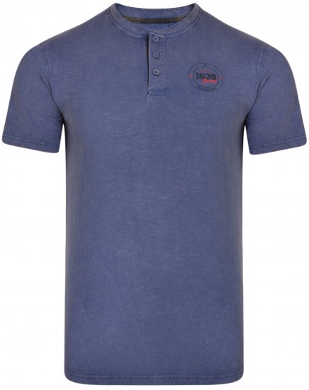 Kam Jeans 5320 Buttoned T-shirts Indigo Blue - Magliette - Magliette Uomo Taglie Forti