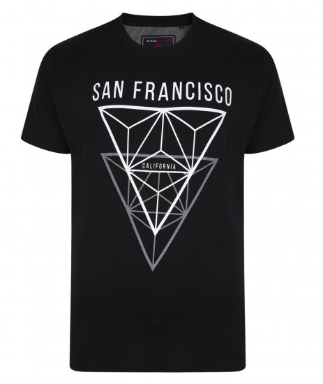 Kam Jeans 5334 San Fransisco Tee Black - Magliette - Magliette Uomo Taglie Forti