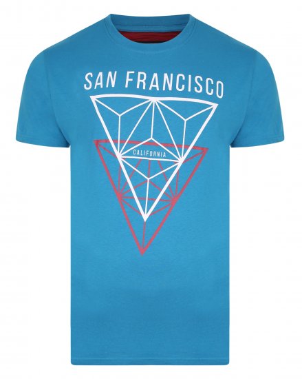Kam Jeans 5334 San Fransisco Tee Blue - Magliette - Magliette Uomo Taglie Forti