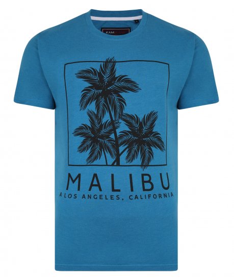Kam Jeans Malibu Crew Neck Tee Turk Blue - Magliette - Magliette Uomo Taglie Forti