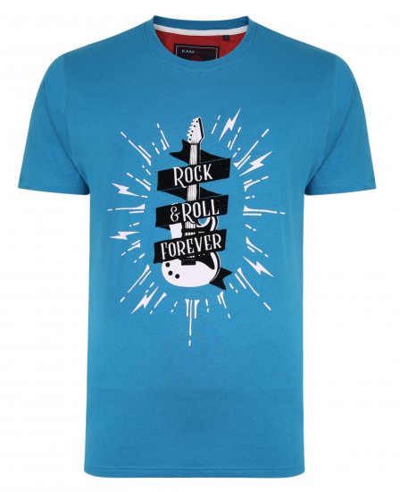 Kam Jeans 5337 Rock & Roll Tee Blue - Magliette - Magliette Uomo Taglie Forti