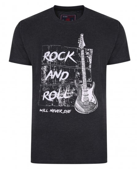 Kam Jeans 5338 Rock And Roll Tee Charcoal - Magliette - Magliette Uomo Taglie Forti