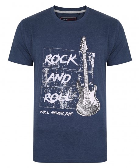 Kam Jeans 5338 Rock And Roll Tee Blue - Magliette - Magliette Uomo Taglie Forti