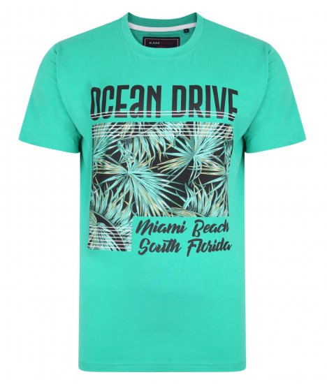 Kam Jeans Ocean Drive Crew Neck Tee Emerald - Magliette - Magliette Uomo Taglie Forti