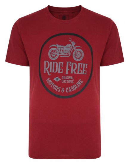 Kam Jeans Ride Free Crew Neck T-Shirt Wine - Magliette - Magliette Uomo Taglie Forti