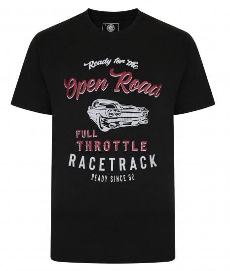 Kam Jeans 5342 Open Road Tee Black - Magliette - Magliette Uomo Taglie Forti