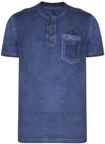 Kam Jeans 5343 Grandad collar T-shirt Indigo - Magliette - Magliette Uomo Taglie Forti