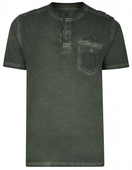 Kam Jeans 5343 Grandad Collar Fashion Tee khaki - Magliette - Magliette Uomo Taglie Forti