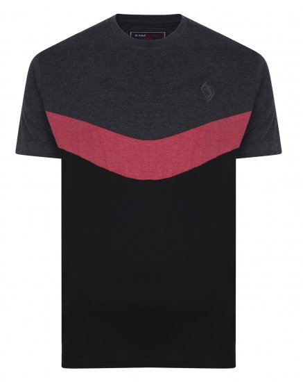 Kam Jeans Contrast Colours Crew Neck Tee Charcoal - Magliette - Magliette Uomo Taglie Forti