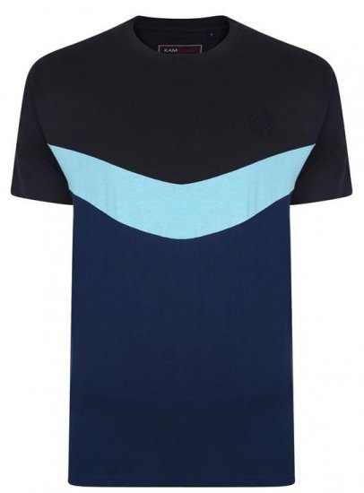 Kam Jeans Contrast Colours Crew Neck Tee Navy - Magliette - Magliette Uomo Taglie Forti