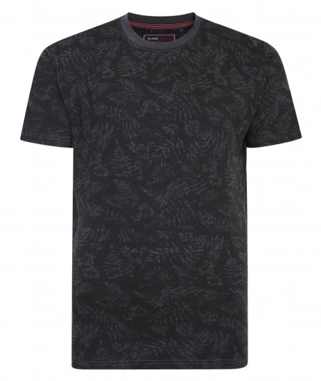 Kam Jeans 5345 Leaf Tee Charcoal - Magliette - Magliette Uomo Taglie Forti
