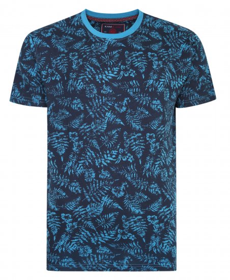 Kam Jeans 5345 Leaf Tee Blue - Magliette - Magliette Uomo Taglie Forti