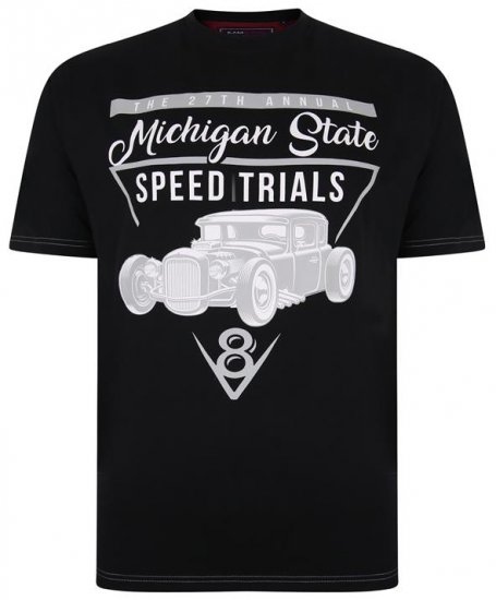 Kam Jeans 5352 Michigan State T-shirt Black - Magliette - Magliette Uomo Taglie Forti