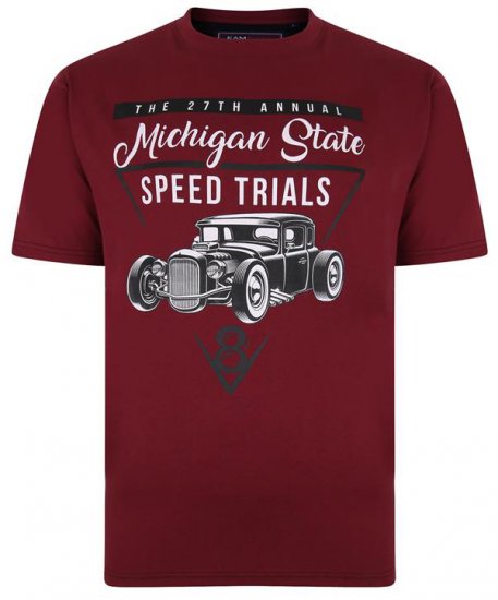 Kam Jeans 5352 Michigan State T-shirt Burgundy - Magliette - Magliette Uomo Taglie Forti