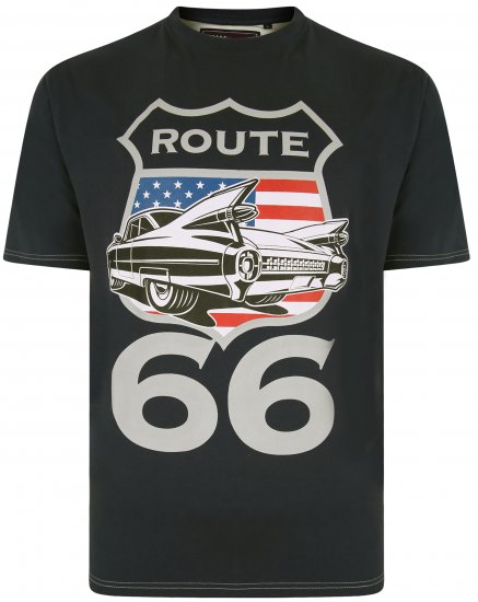 Kam Jeans 5353 Route 66 Print T-shirt Black - Magliette - Magliette Uomo Taglie Forti