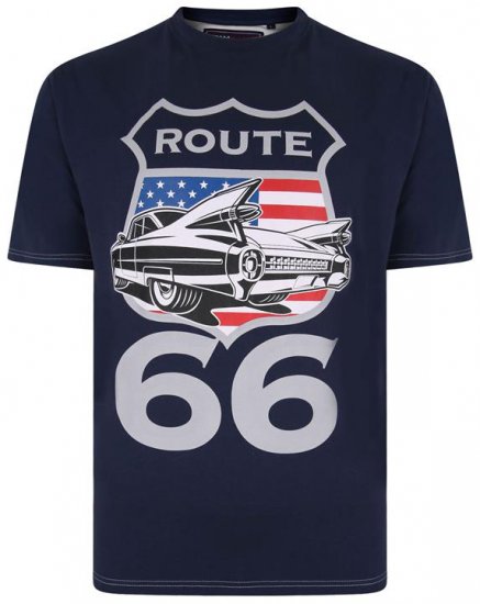 Kam Jeans 5353 Route 66 Print T-shirt Indigo - Magliette - Magliette Uomo Taglie Forti