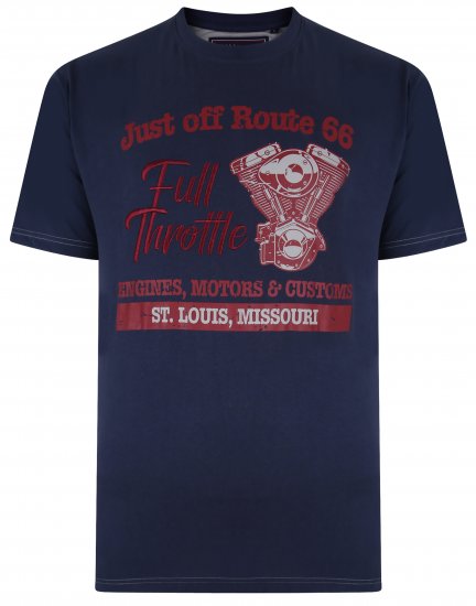 Kam Jeans 5354 Full Throttle Print T-shirt Indigo - Magliette - Magliette Uomo Taglie Forti