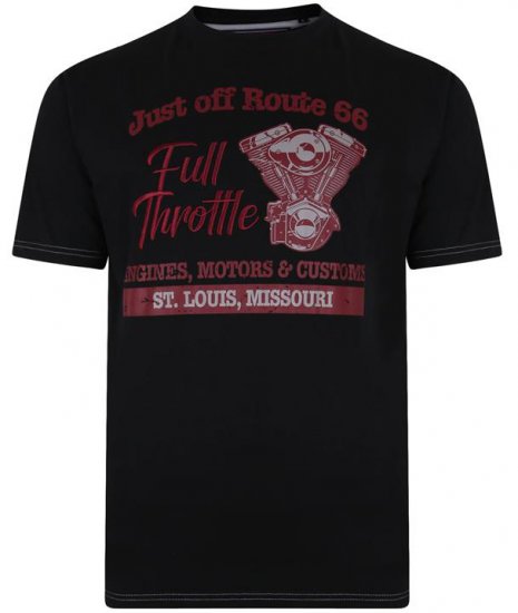Kam Jeans 5354 Full Throttle Print T-shirt Black - Magliette - Magliette Uomo Taglie Forti