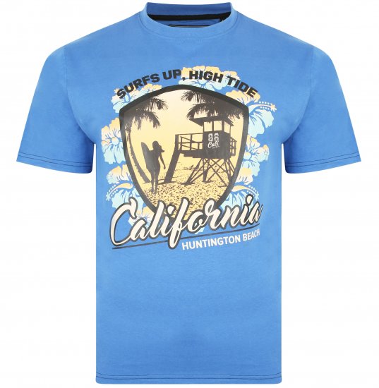 Kam Jeans 5368 California Print T-shirt Blue - Magliette - Magliette Uomo Taglie Forti