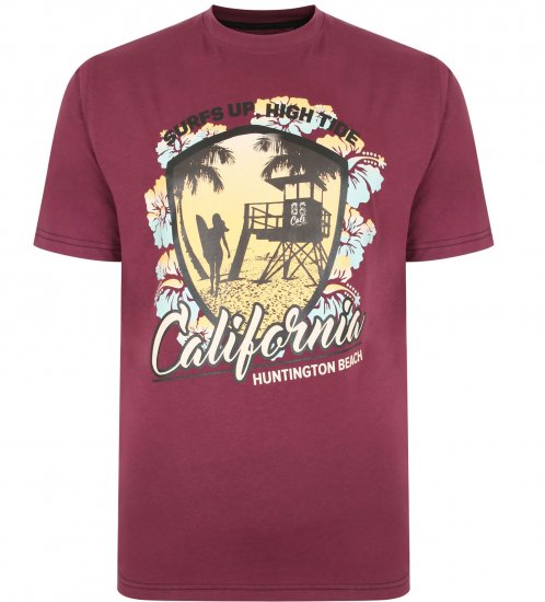 Kam Jeans 5368 California Print T-shirt Plum - Magliette - Magliette Uomo Taglie Forti