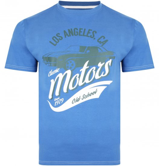 Kam Jeans 5369 Motors Print T-shirt Blue - Magliette - Magliette Uomo Taglie Forti