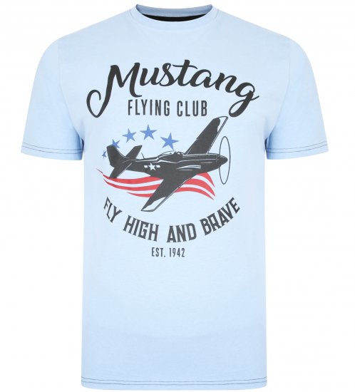 Kam Jeans Mustang Flying Club T-shirt Sky - Magliette - Magliette Uomo Taglie Forti