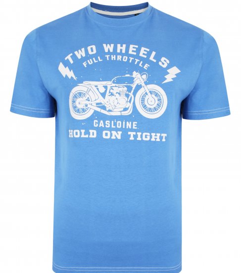 Kam Jeans 5371 Motorbike Print T-shirt Blue - Magliette - Magliette Uomo Taglie Forti