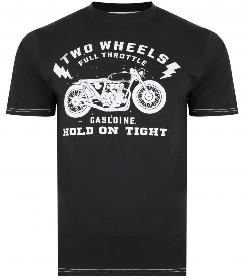 Kam Jeans 5371 Motorbike Print T-shirt Black - Magliette - Magliette Uomo Taglie Forti