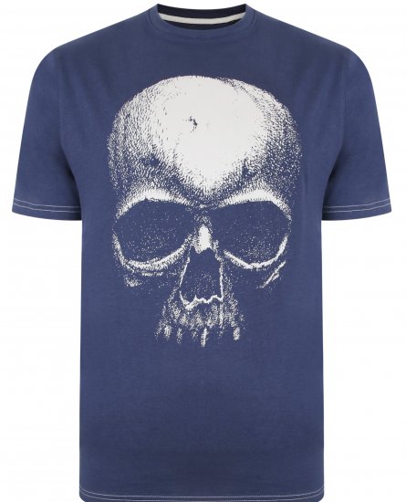 Kam Jeans 5374 Ghost Skull Print T-shirt Navy - Magliette - Magliette Uomo Taglie Forti