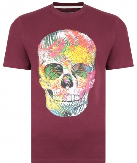 Kam Jeans 5375 Coloured Skull Print T-shirt Plum - Magliette - Magliette Uomo Taglie Forti